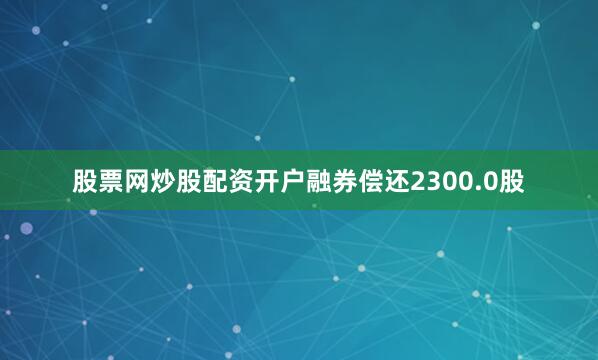 股票网炒股配资开户融券偿还2300.0股